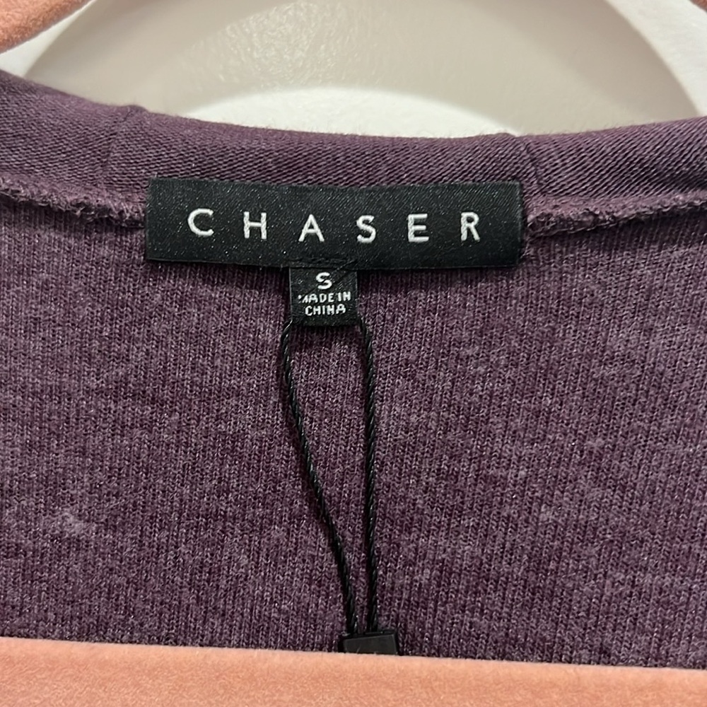 nwt CHASER Raglan Long Sleeve Zip Up Hoodie in Plum Purple - Picture 6 of 7